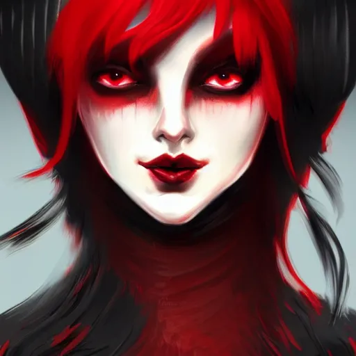 Image similar to dark witch character red and black colors, highly detailed, digital painting, artstation, concept art, smooth, sharp focus, illustration