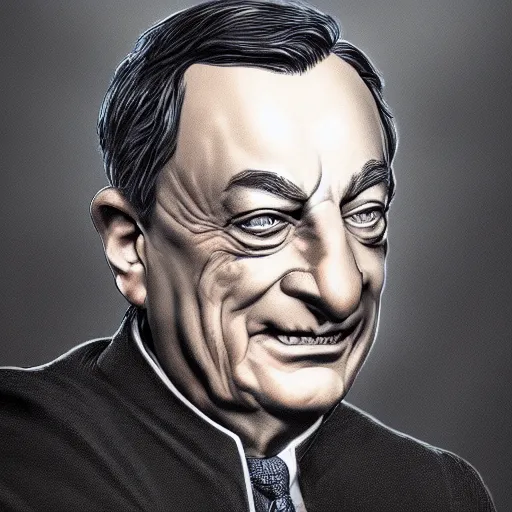 Prompt: Mario Draghi as Emperor Palpatine, digital art, cgsociety, artstation, trending, 4k