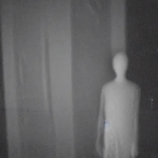 Prompt: terrifying thin man in the corner of a dark room, creepypasta, blurry camera photo