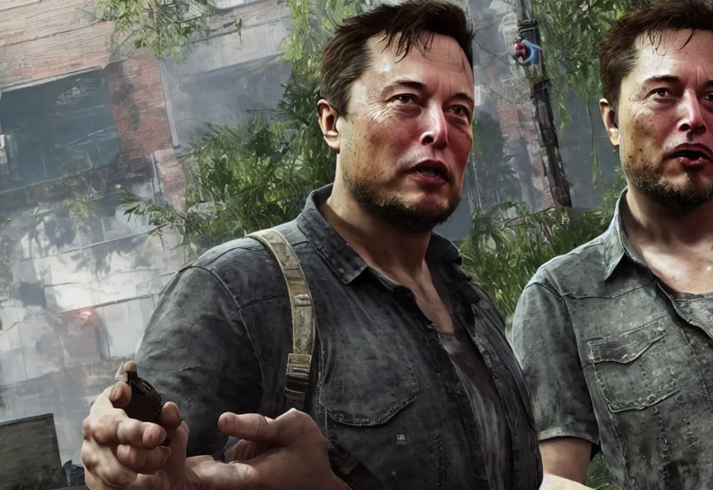 Image similar to elon musk in the last of us, elon musk in the video game in the last of us, gameplay screenshot, close up, 3 d rendering. unreal engine. amazing likeness. very detailed.