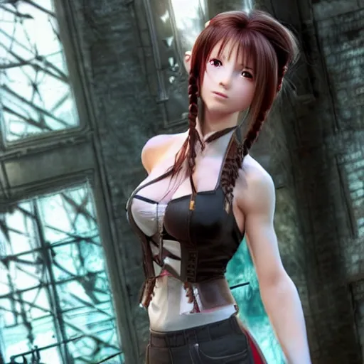 Image similar to aerith gainsborough mixed with tifa lockhart