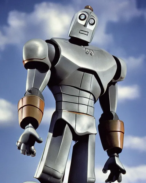 Image similar to Warner Bros. 1999 Iron Giant made of white porcelain, HD photograph