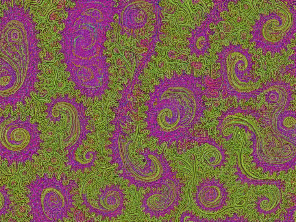 Image similar to 3d multicolor fractal swirling maze paisley lichen patterns