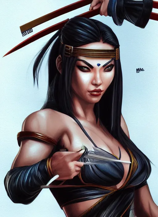 Image similar to katana from mortal kombat, drawn by artgerm, studio quality