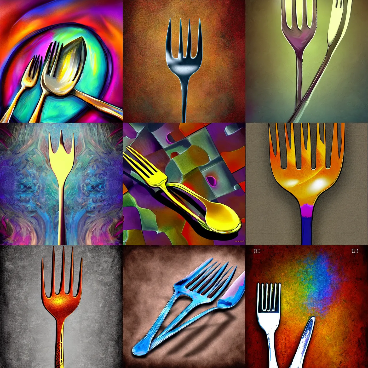Prompt: fork, fantasy digital art HD detailed colorful