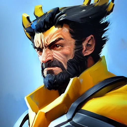 Image similar to Greg Manchess portrait painting of Wolverine as Overwatch character, medium shot, asymmetrical, profile picture, Organic Painting, sunny day, Matte Painting, bold shapes, hard edges, street art, trending on artstation, by Huang Guangjian and Gil Elvgren and Sachin Teng