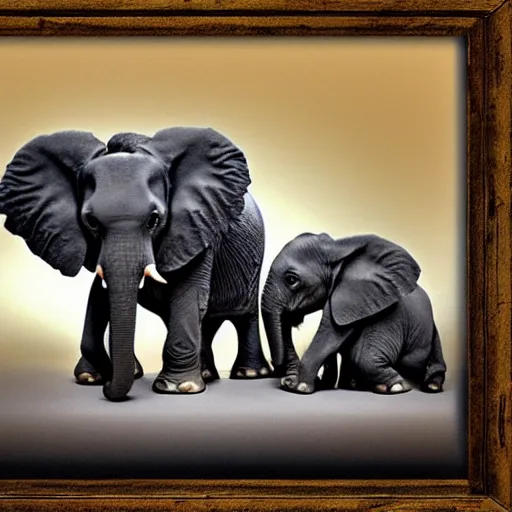 Image similar to cute baby elephant sitting on sofa watching tv detailed digital painting