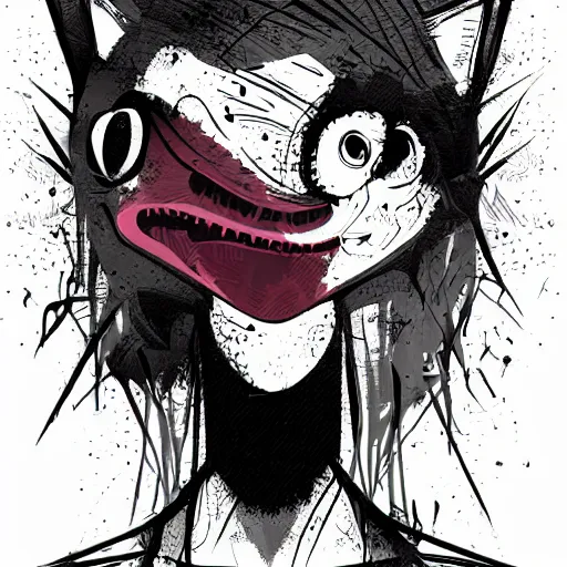 Prompt: grunge cartoon vector sketch of a human mixed with a cat by - anton fadeev, loony toons style, horror theme, detailed, elegant, intricate