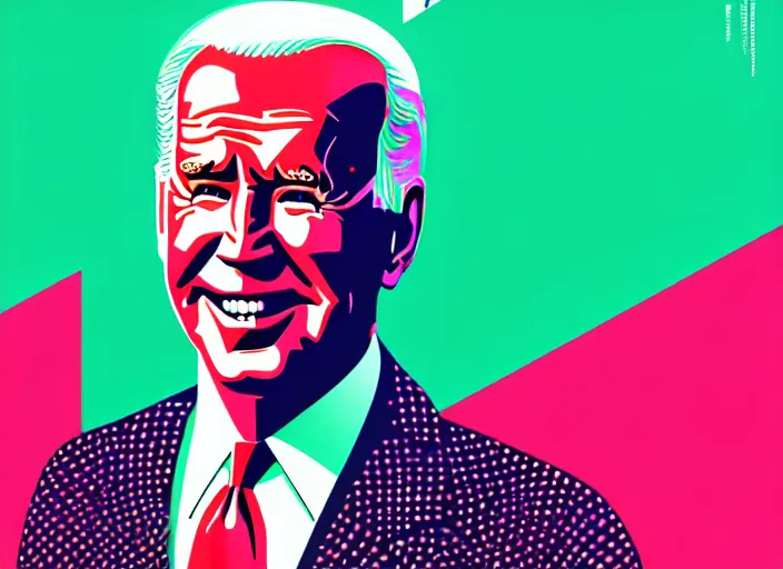 Image similar to Portrait of Joe Biden, colorful,modern art deco, risograph,Mads Berg, Karolis Strautniekas, stippled light, editorial illustration, detailed, matte print