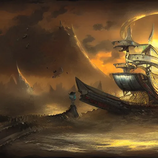 Image similar to a spaceship pirateship by enzhe zhao