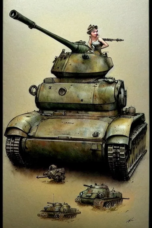 Image similar to (((((1950s retro army tank . muted colors.))))) by Jean-Baptiste Monge !!!!!!!!!!!!!!!!!!!!!!!!!!!