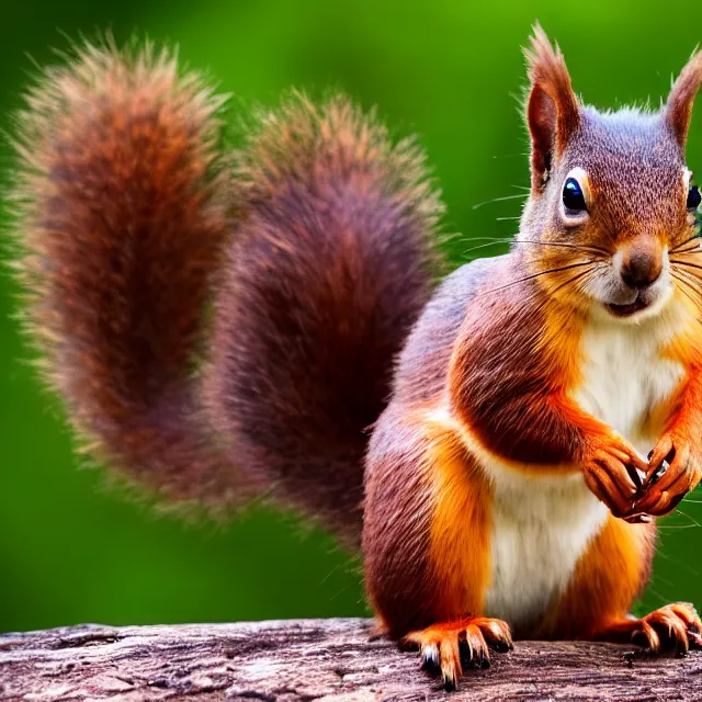 Prompt: red squirrel, nature photography, wildlife photography canon, sony, nikon, olympus, 4 k, hd, telephoto, award winning, depth of field