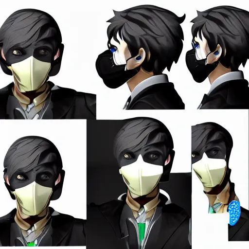 Prompt: detailed guy with mask made in persona style highly detailed high quality, 8k, smooth, art, art, detailed face,