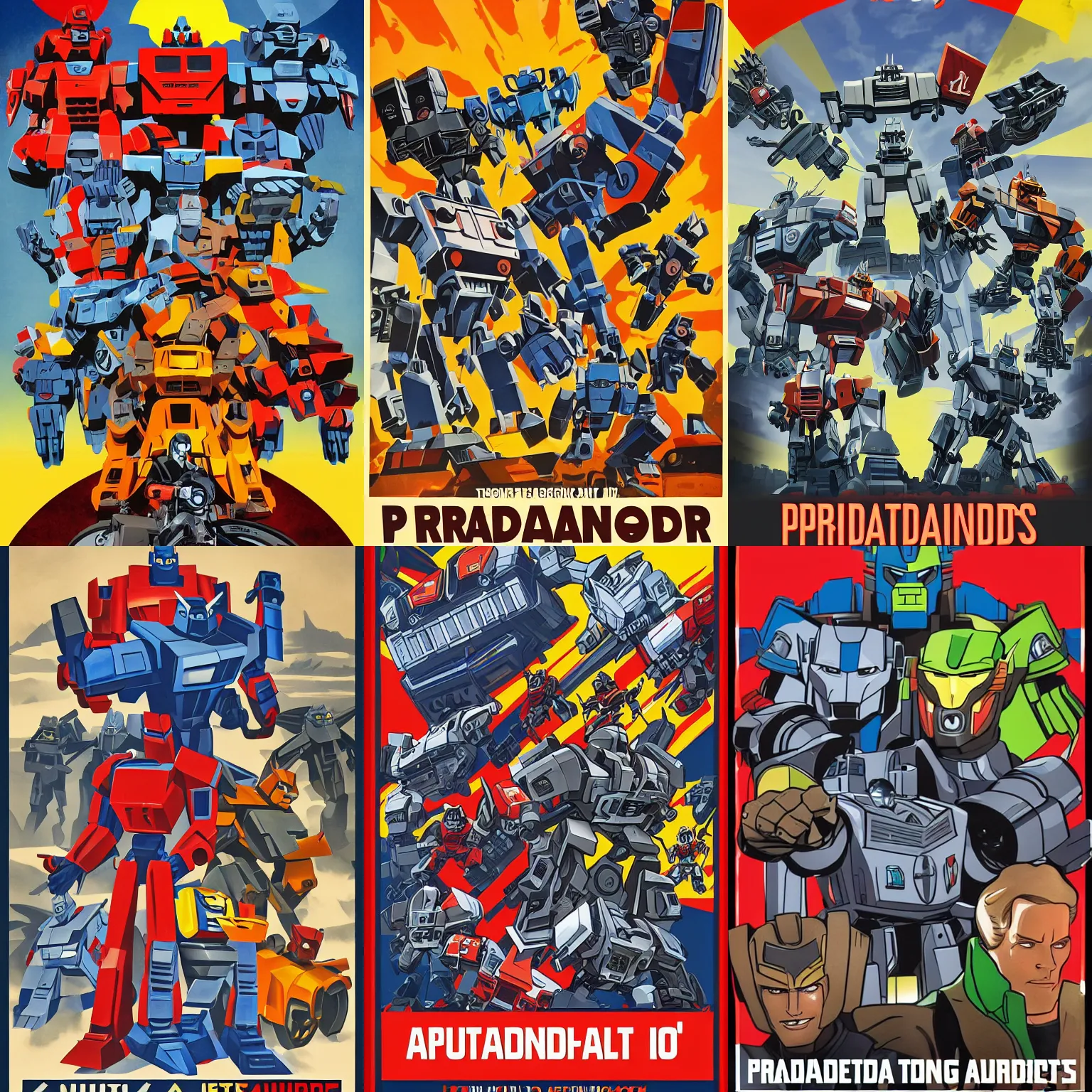 Prompt: propaganda poster g 1 autobots