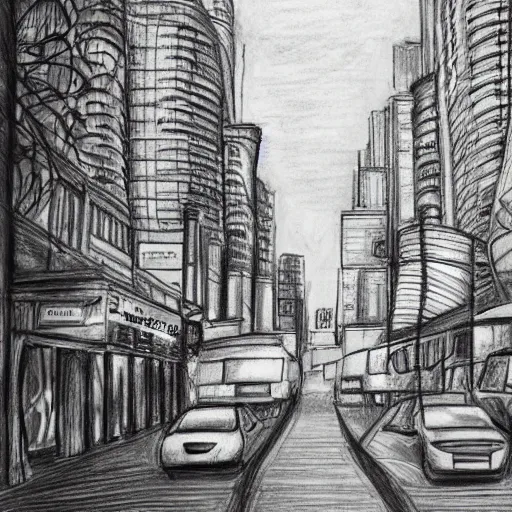 Pencil sketch of city scene Royalty Free Vector Image