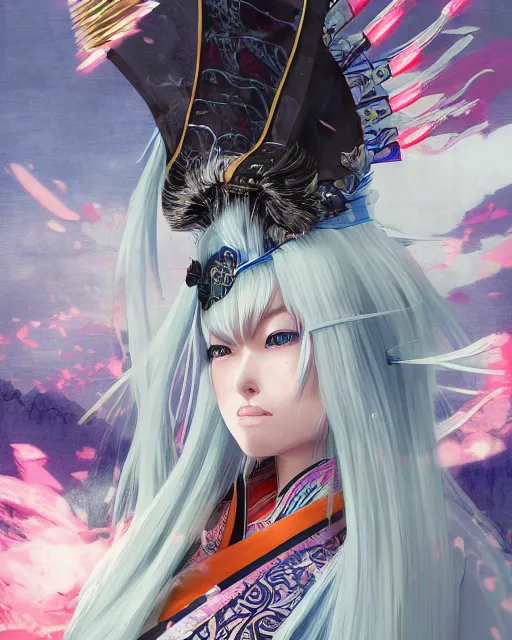 Prompt: an anime portrait of raiden shogun from genshin impact as a beautiful woman wearing a kimono from skyrim, by stanley artgerm lau, wlop, rossdraws, james jean, andrei riabovitchev, marc simonetti, and sakimichan, trending on artstation