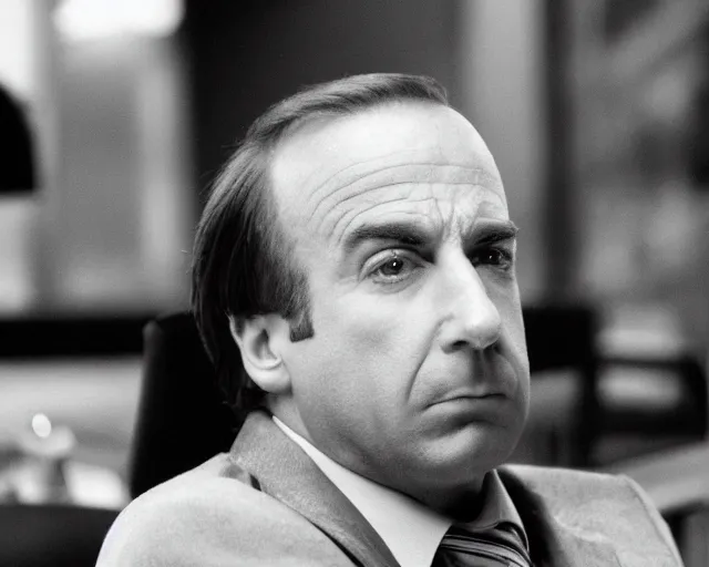 Image similar to film still saul goodman depressed, 5 0 mm.