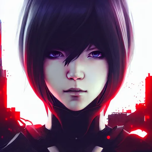 Prompt: realistic render zero from drakengard 3 by ross draws, futuristic dystopian city by ilya kuvshinov, digital art by ross tran, extreme intricate details, composition by sana takeda, lighting by greg rutkowski