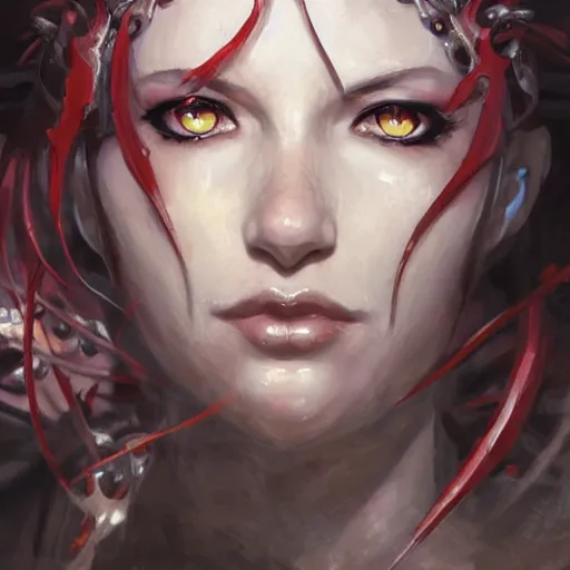 Image similar to a detailed anime face portrait of the queen of blades, a beautiful face, by dorian cleavenger, by krenz cushart, by wlop, by astri lohne, by zdzisław beksinsk