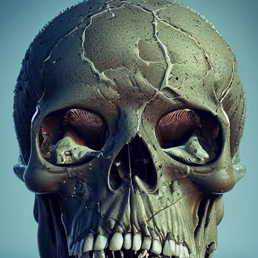 Image similar to portrait_of_a_melting_skull._intricate_abstract._intricate_artwork._by_Tooth_Wu_wlop_beeple_dan_mumford._octane_render_trending_on_artstat