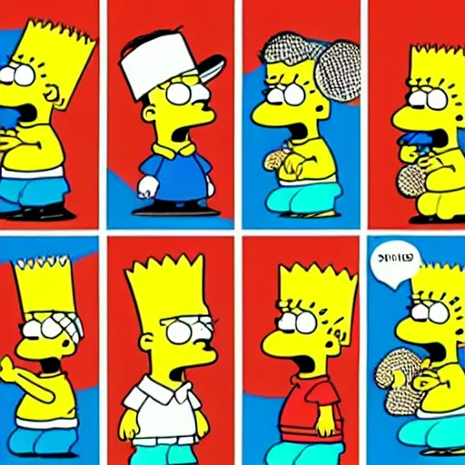 Image similar to the simpons in the style of the peanuts comics without any speech bubbles