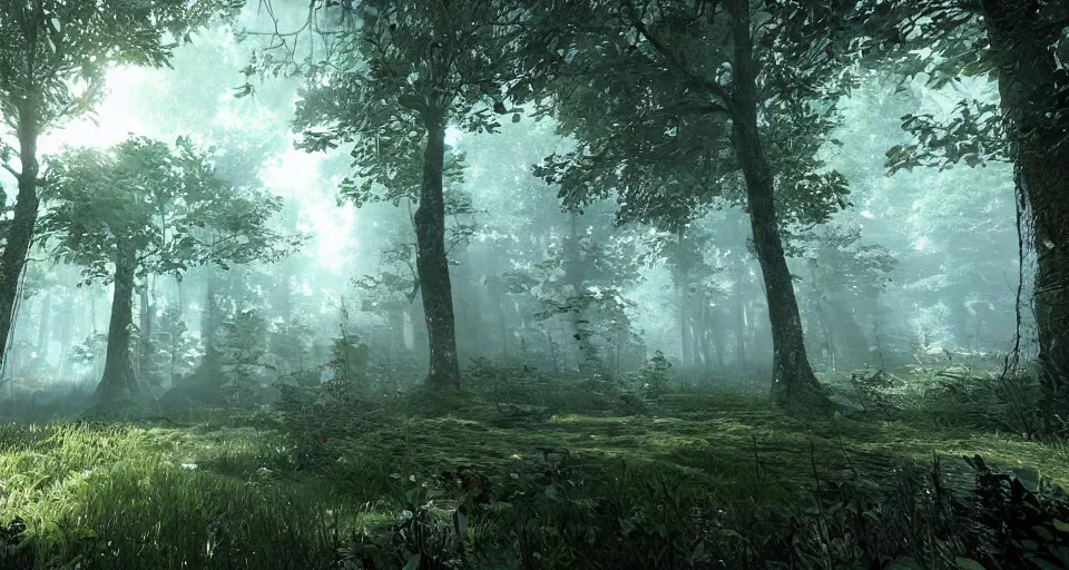 Image similar to Enchanted and magic forest, with CRYENGINE