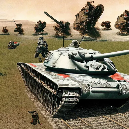 Prompt: Panzerbrigade spielt Dart auf dem Mond