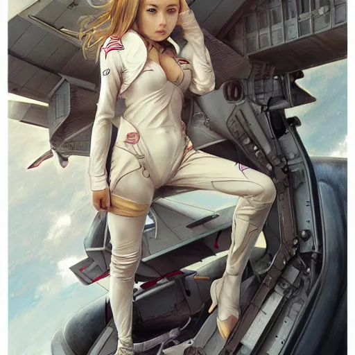 Prompt: F14B fighter jet Gajinka small human girl , highly detailed, digital pencil painting, anime, cartoonish, hybrid human / aircraft, female wearing aircraft parts, sharp focus, illustration, art by artgerm and greg rutkowski and alphonse mucha