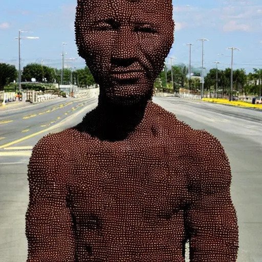 Prompt: a person made out of one million ants.