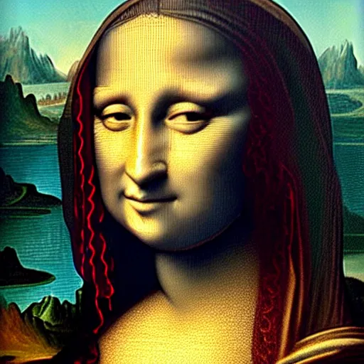 Image similar to the mona lisa in the style of dan hillier