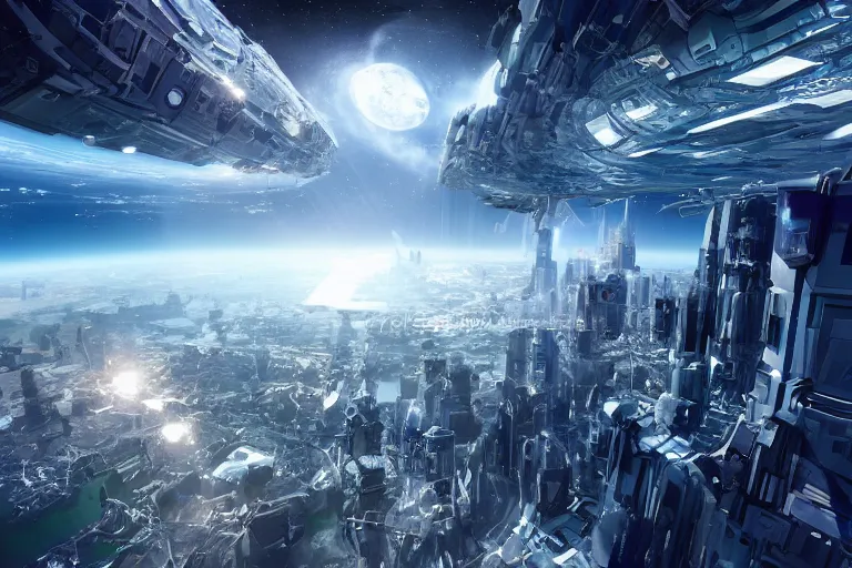 Prompt: futuristic city in space