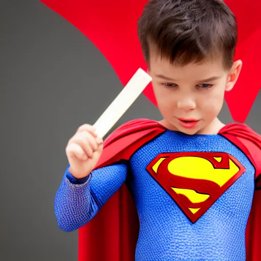 Prompt: a photo of superman eating a popsicle, 8 k, hdr, smooth, sharp focus, high resolution, award - winning photo