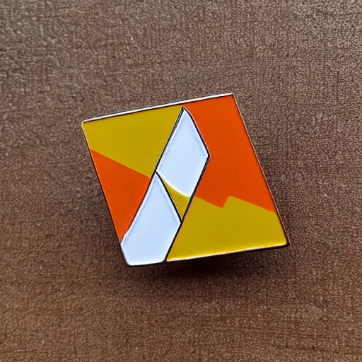 Image similar to a triangle enamel pin of a retro minimalistic fire flames warning label, smooth curves