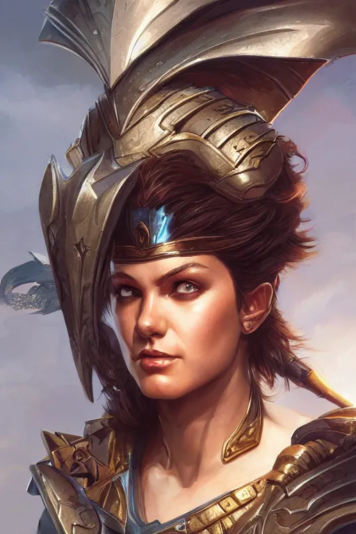 Image similar to amazon valkyrie athena, d & d, fantasy, portrait, highly detailed, headshot, digital painting, trending on artstation, concept art, sharp focus, illustration, art by artgerm and greg rutkowski and magali villeneuve