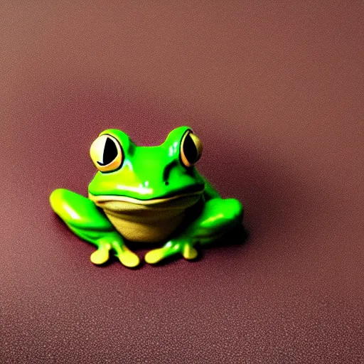 Prompt: beatiful photograph of cute simple clay frog, simple background, natural lighting, 4 k, award - winning