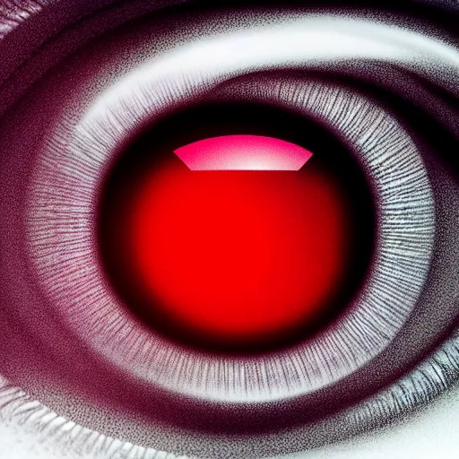 Image similar to a detailed extremely close up of inside the iris, cornea, red image, microscopic, extremely close up drawing by junji ito, cgsociety, generative art, lovecraftian, parallax, cosmic horror, extremely detailed, hyperrealism, unreal engine, octane render, award winning, masterpiece, highly detailed, realistic, 4 k, digital