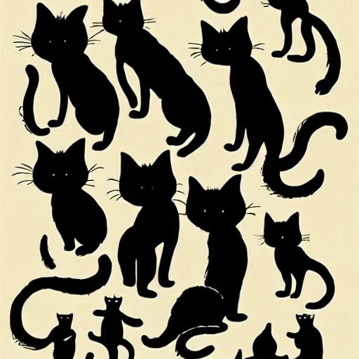 Image similar to pack of black cats in the style of “ al columbia ”