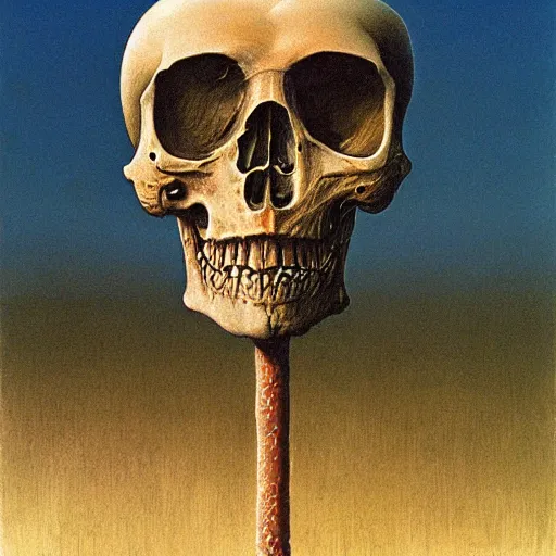 Image similar to human remains, painted by zdzisław beksinski