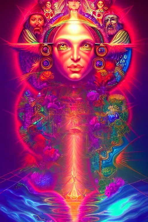 Image similar to a beautiful hyperdetailed painting of divine human spiritual evolution, retrowave fantasy, wallpaper, highly detailed, trending on artstation.