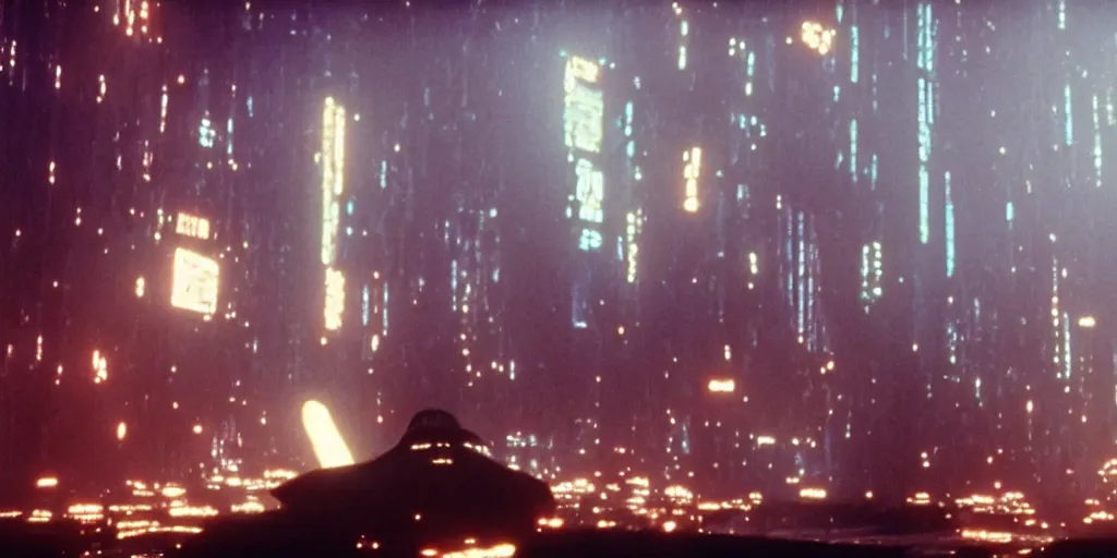 Image similar to c - beams glittering in the dark near the tannhauser space gate, blade runner, ridley scott, cyberpunk