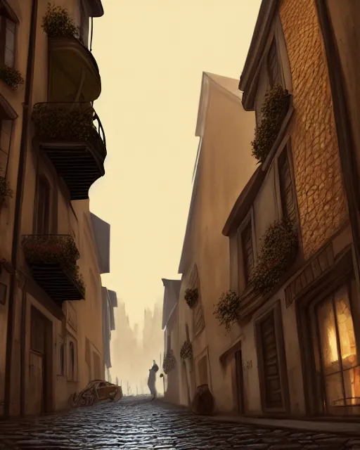 Prompt: old streets in the city of dijon, artstation