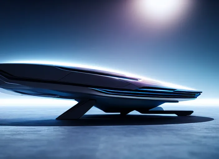 Prompt: futuristic starship ( designed by porsche ), xf iq 4, 1 5 0 mp, 5 0 mm, f / 1. 4, iso 2 0 0, 1 / 1 6 0 s, natural light, octane render, adobe lightroom, rule of thirds, symmetrical balance, depth layering, polarizing filter, sense of depth, ai enhanced