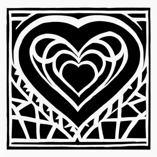 Prompt: clean black and white print on white paper, high contrast, logo of symmetric stylized dancer silhouette forming a symmetric heart