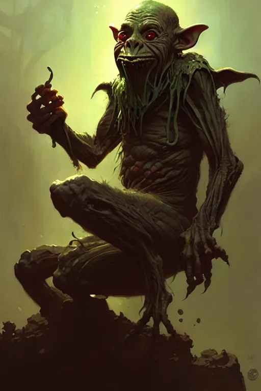 Prompt: elder goblin by bayard wu, anna podedworna, gaston bussiere, greg rutkowski