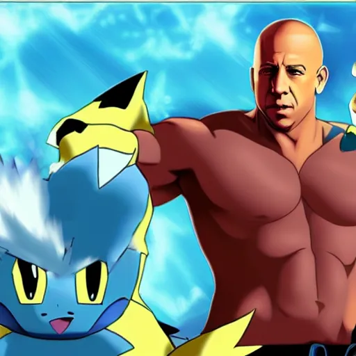 Image similar to Vin Diesel as a pokemon monster