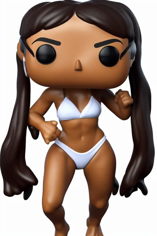 Image similar to full body 3 d render of individual bikini model as a funko pop!, studio lighting, white background, single body, no shadow, blender, trending on artstation, 8 k, highly detailed