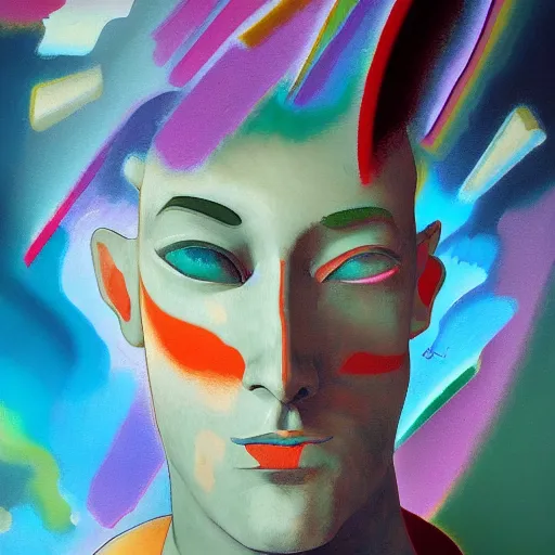 Prompt: abstract background; painting of a face by Kandinsky, Artgerm, Anton Pieck ; 3d unreal engine, 4k 3d render,