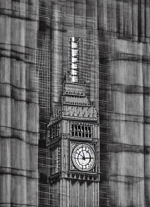 Prompt: big ben in brutalist architecture