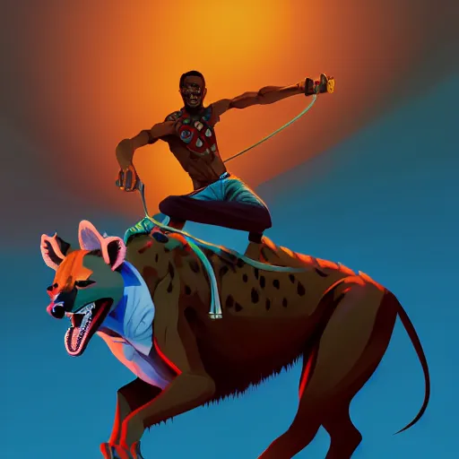 Prompt: fela kuti riding an hyena, vector minimalist, loftis, cory behance hd by jesper ejsing, by rhads, makoto shinkai and lois van baarle, ilya kuvshinov, rossdraws global illumination, 4 k, very detailed face