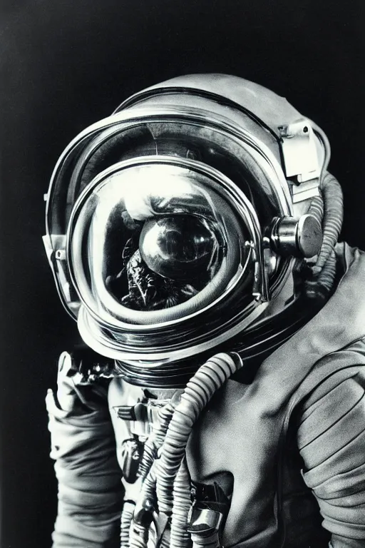 Prompt: extremely detailed studio portrait of space astronaut, alien tentacle protruding from eyes and mouth, alien tentacle breaking through helmet visor, helmet is off, full body, soft light, disturbing, shocking news, award winning photo by james van der zee